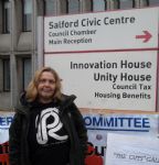 Salford Council Cuts Meeting Protest